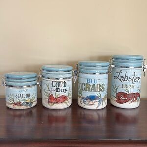 Certified International Canister Set 4 Catch of the Day Kate McRostie,rare!